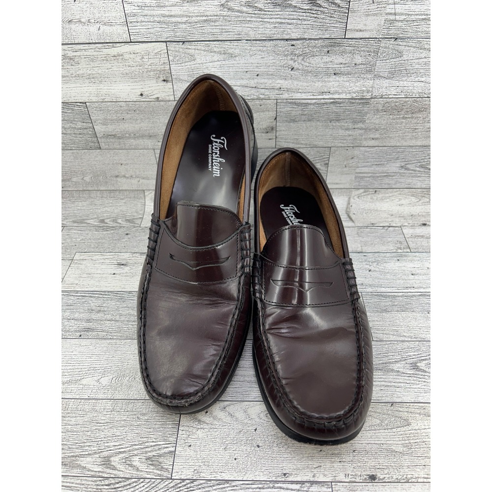 Florsheim Men 17058 Burgundy Leather Penny Loafers‎ Sz 9.5D Slip On Shoes